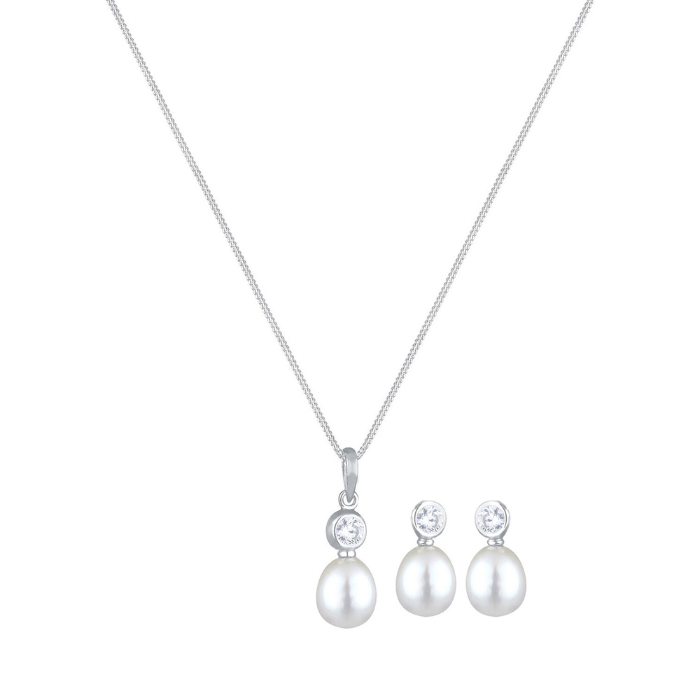 Elli Elli Ensemble de Bijoux Perle Zirkonia 925 Sterling Silber Bijoux