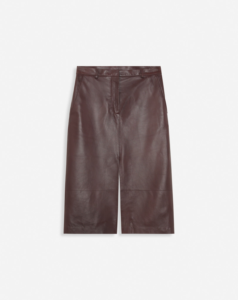 JUPE DROITE MI-LONGUE EN CUIR