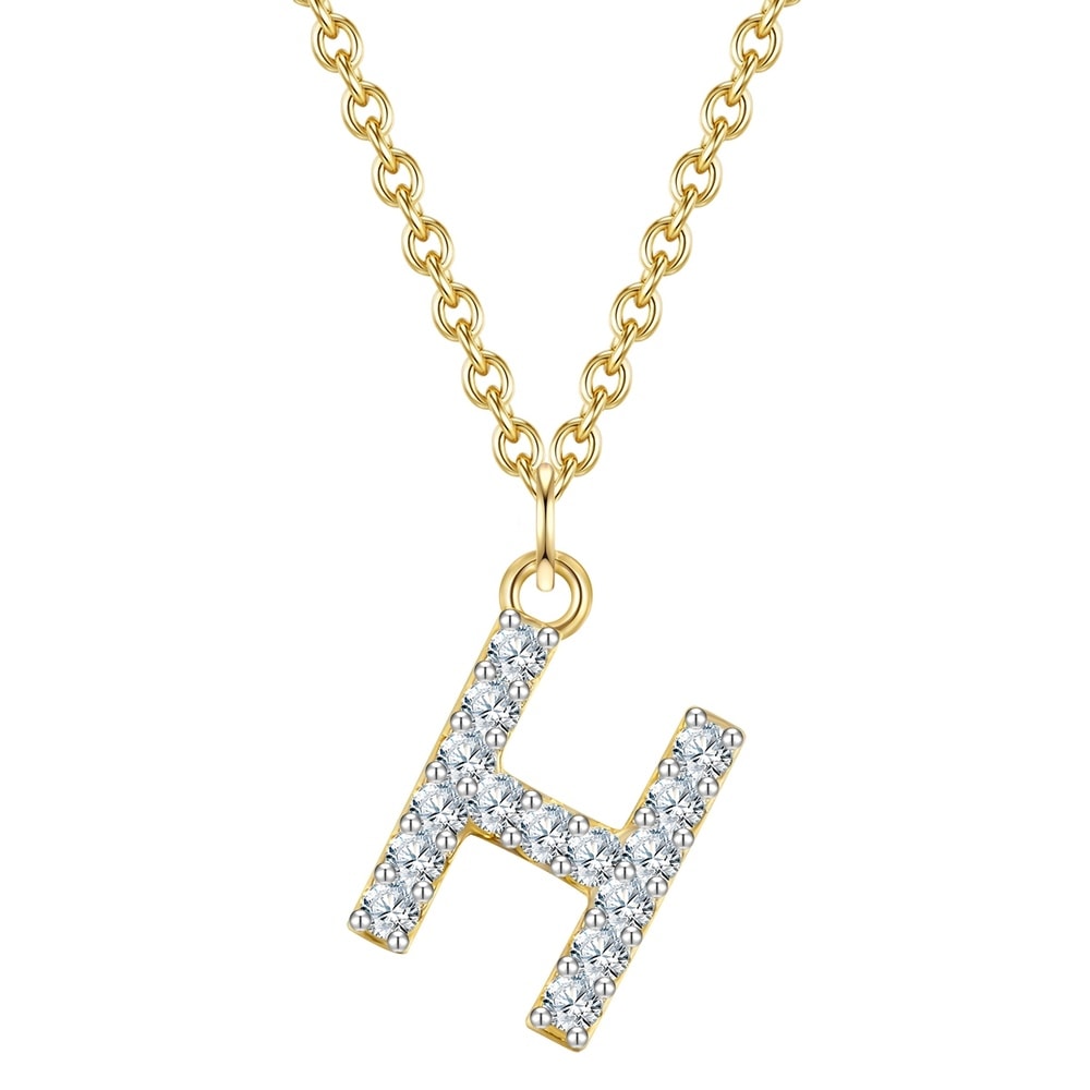 Glanzstücke München Collier en argent Lettre H Argent sterling Oxyde de zirconium (CZ) en Or jaune collier