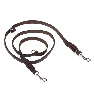 Heim Doppelleine aus Leder mit eingeflochtenem Karabiner