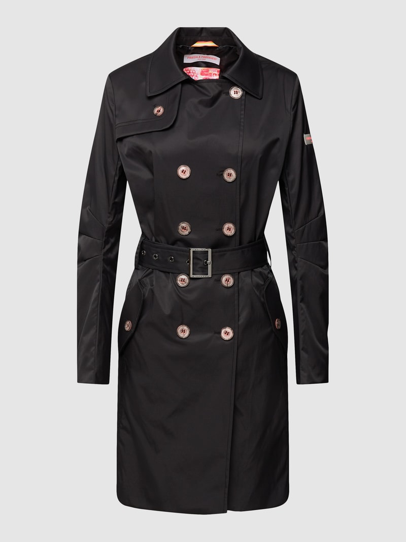 Trenchcoat mit Reverskragen in schwarz