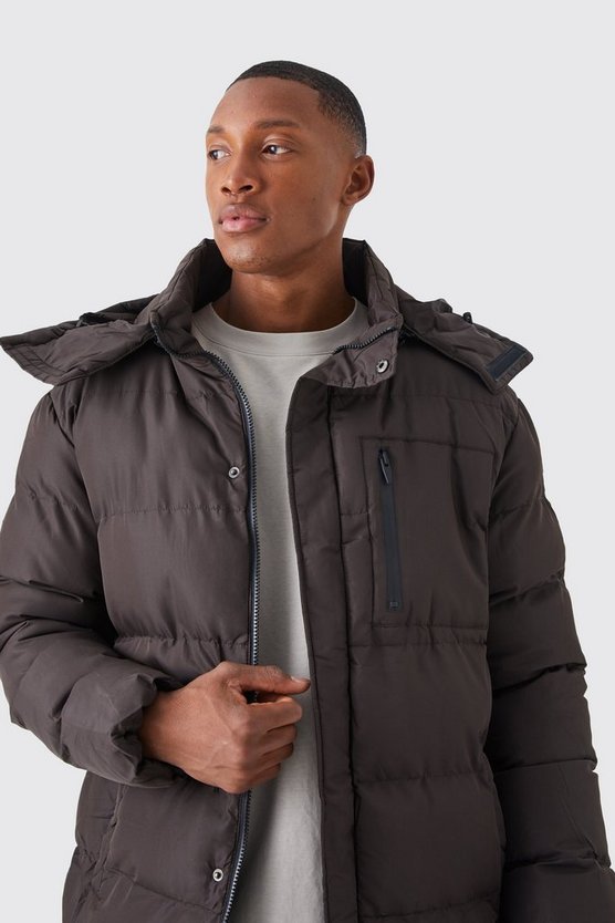 Mittellange Steppjacke mit Kapuze