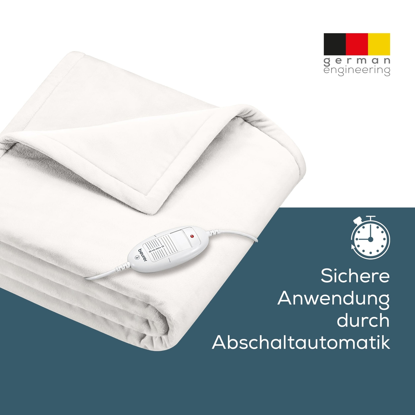 Beurer Wärmezudecke HD 75 Cosy White-Atmungsaktive Heizdecke mit anschmiegsamer Flauschfaser