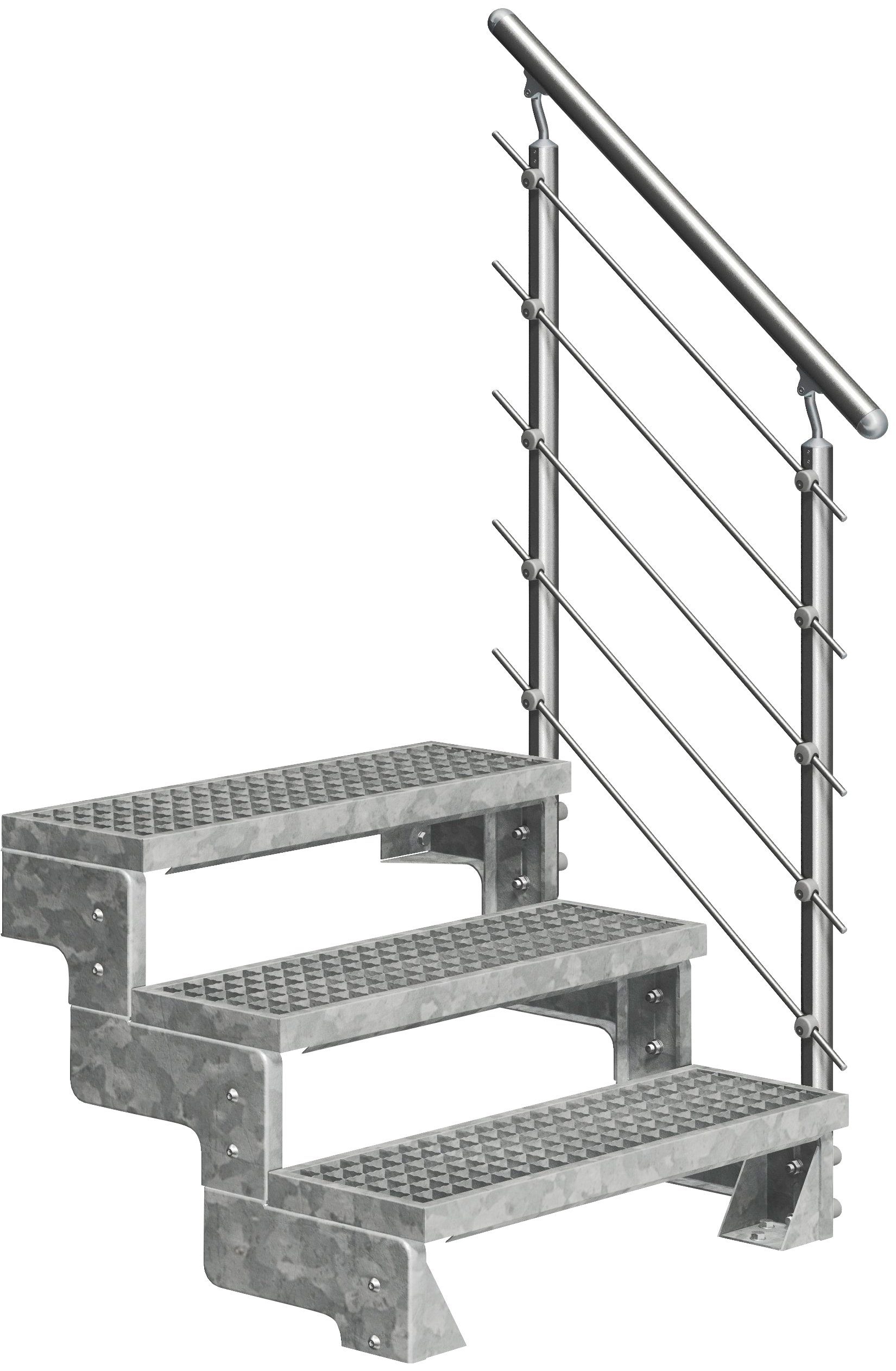 Dolle Außentreppe Gardentop, für Geschosshöhen bis 66 cm, Stufen offen, Gitterroststufen 100 cm