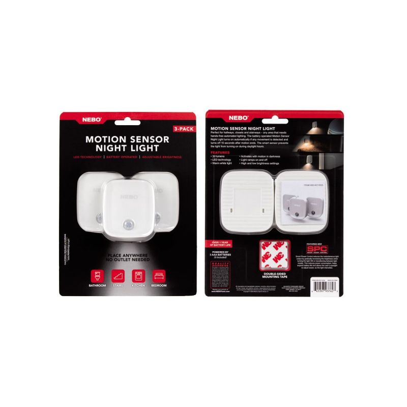 NEBO Motion Sensor Night Light 3 pz 30 Lumens LED (WLT-0026-G)