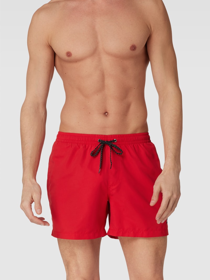 Badehose mit Label-Detail in rot