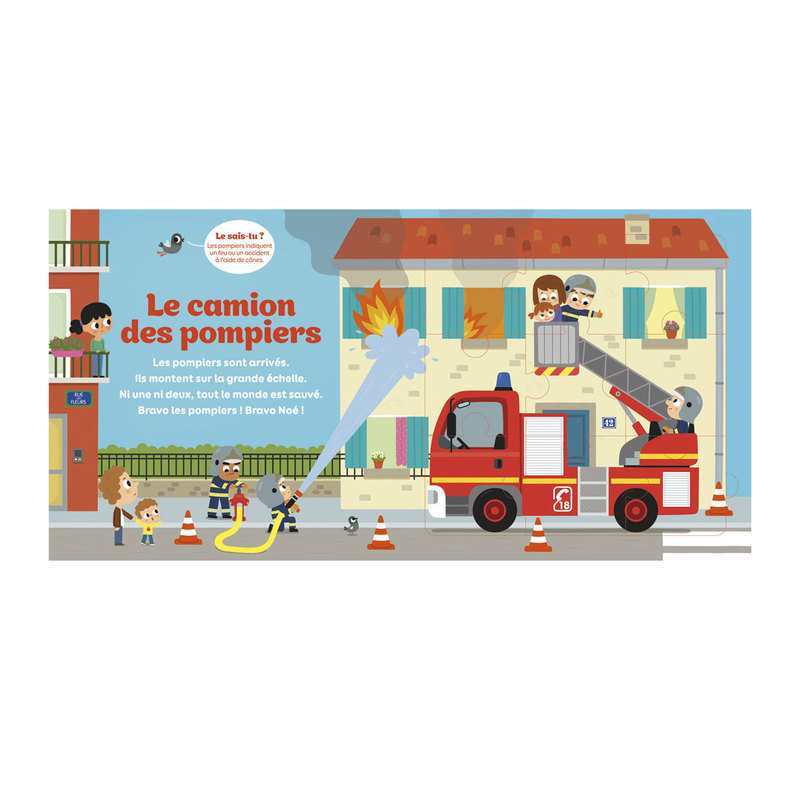 Livre Les pompiers Mon livre puzzle 9 pièces - Lito