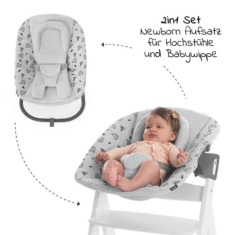 Hauck Hochstuhl Beta Plus White Newborn Set (Set, 5 St), Babystuhl ab Geburt inkl. Aufsatz für Neugeborene, Tisch, Sitzauflage