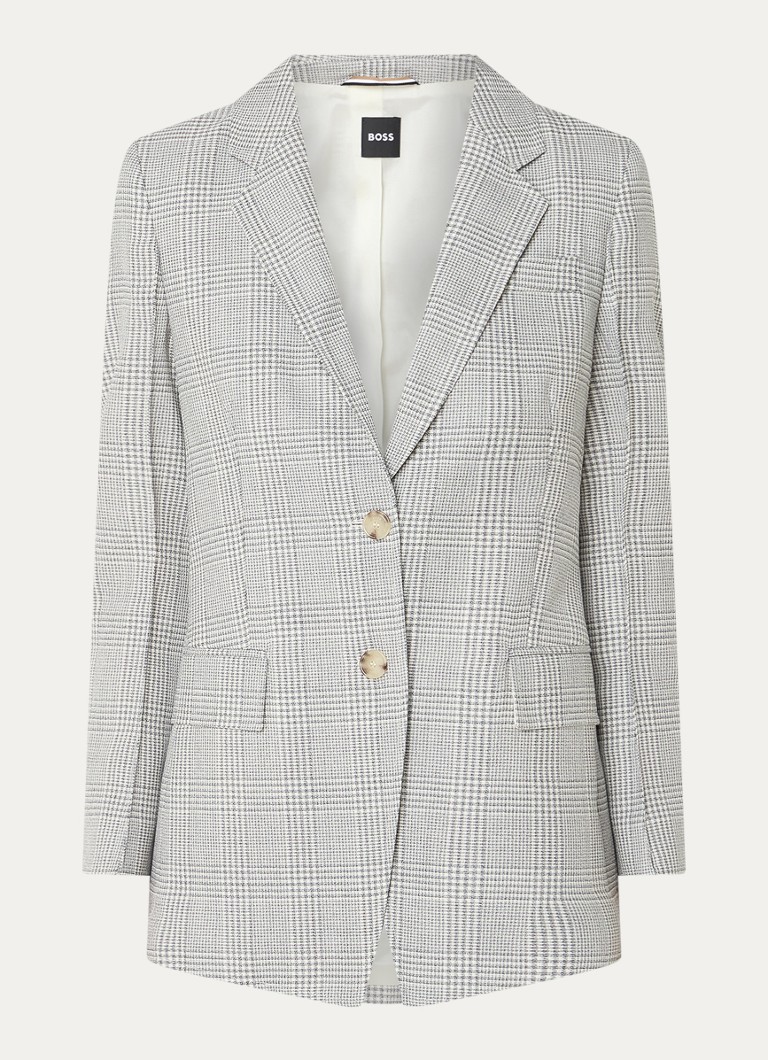 Jachetă HUGO BOSS: Jachetă din lână virgină în carouri.