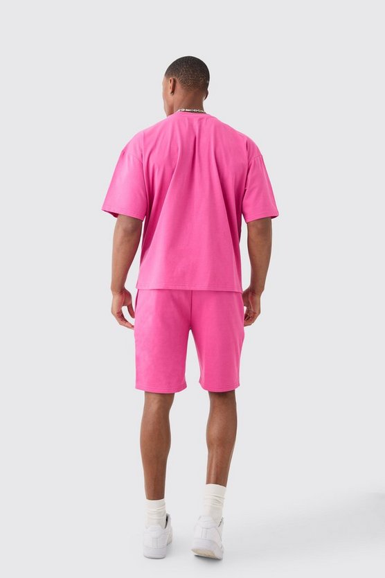 Kastiges Oversize T-Shirt mit Homme-Print und Shorts