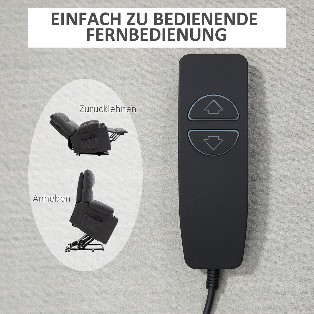 HOMCOM Sessel mit Aufstehhilfe Elektrischer Relaxsessel mit Massagefunktion
