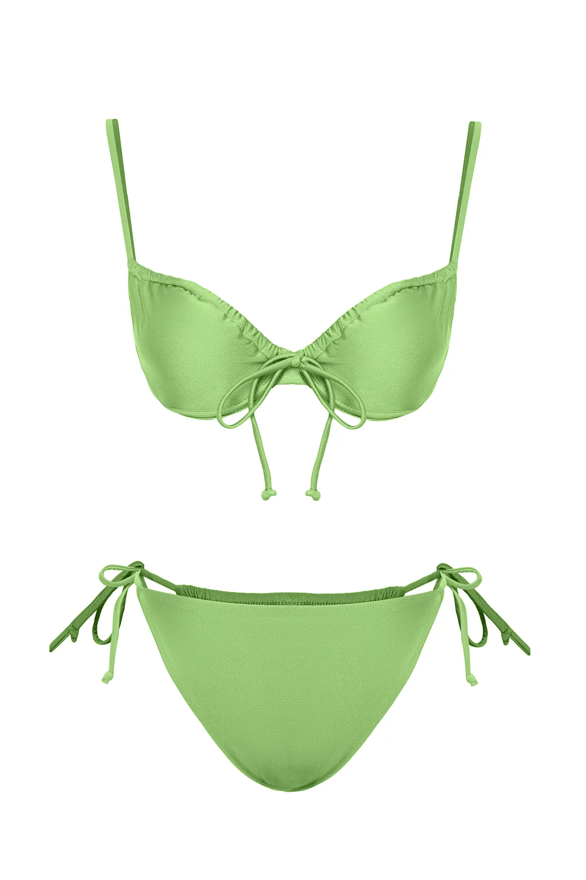 Trendyol Collection  Brasilianisches Bikini-Set mit grünem Balconette-Tunnel TBESS22BT0021