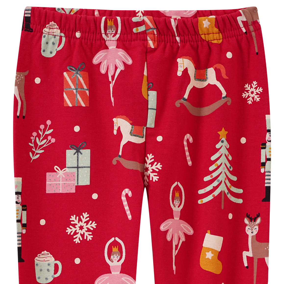 Mädchen Weihnachtsleggings mit bunten Motiven rot