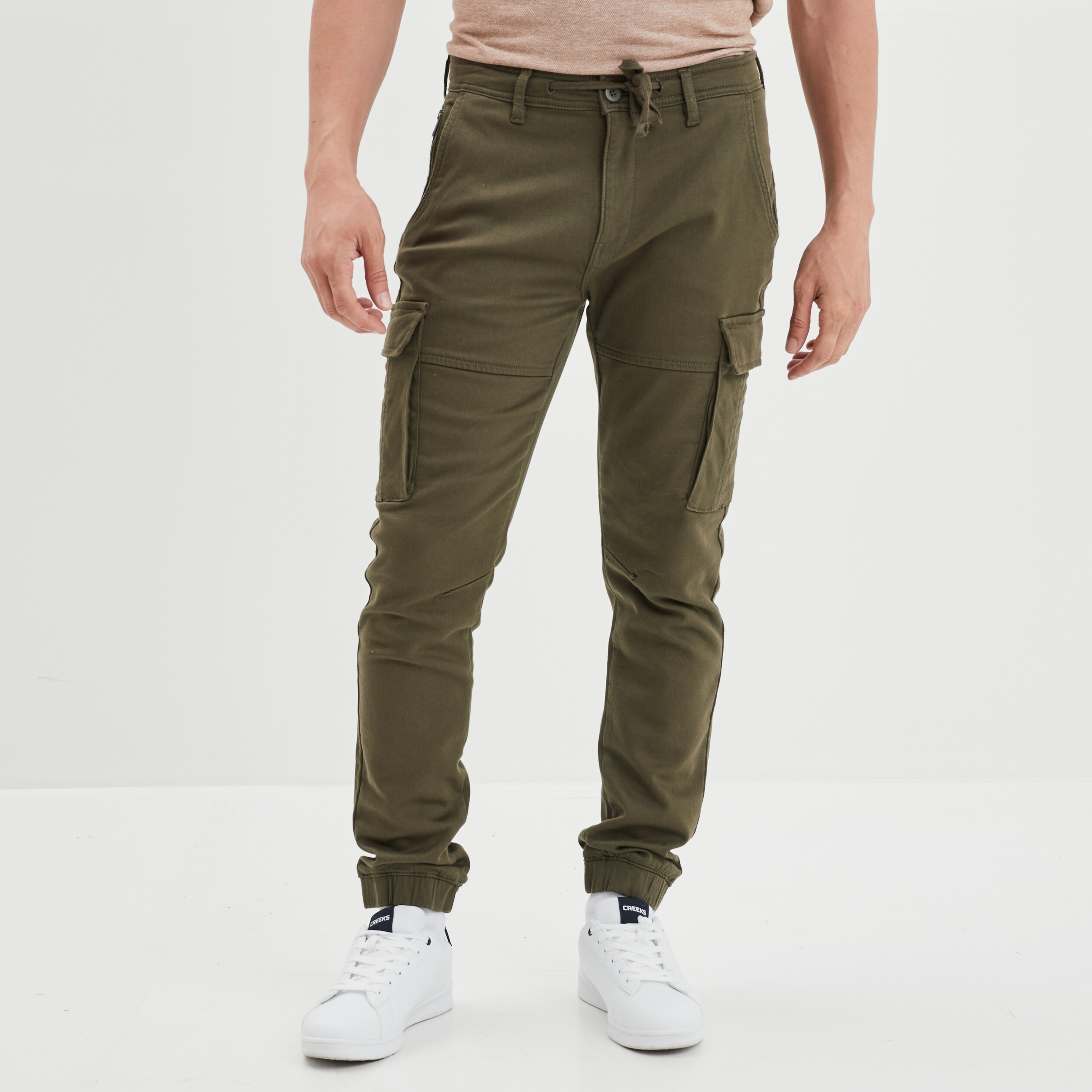 Pantalon cargo à coulisse vert kaki homme | La Halle