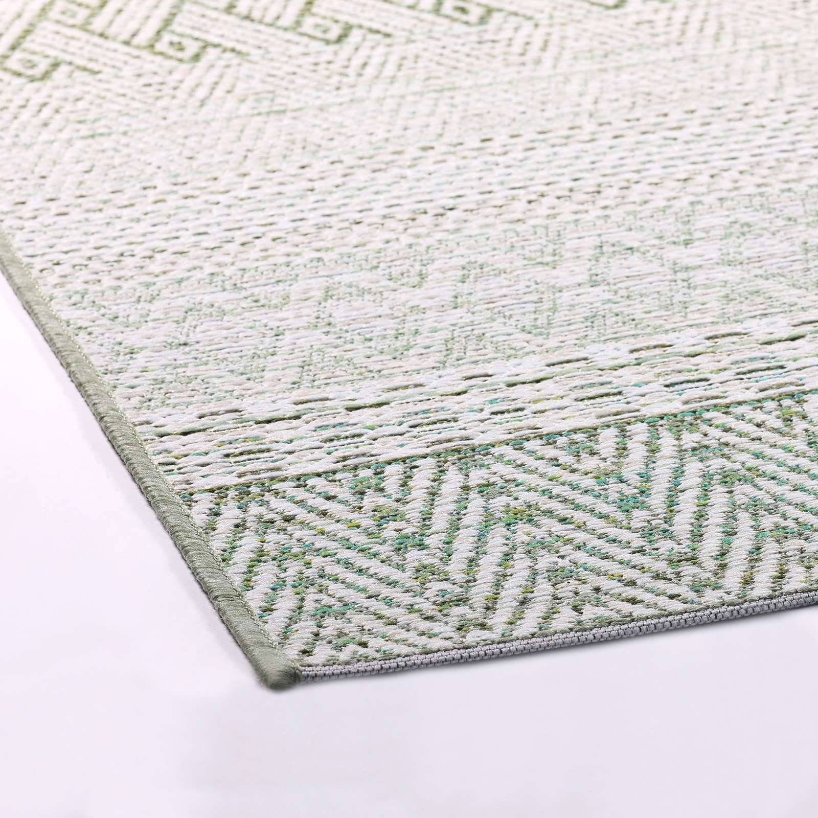 Teppich In & Outdoor Teppich Brandon 98003 Ethno, TaraCarpet, rechteckig, Höhe: 6 mm, sisal optik grün Wohnzimmer Terrasse Garten Balkon Küche 80x150 cm