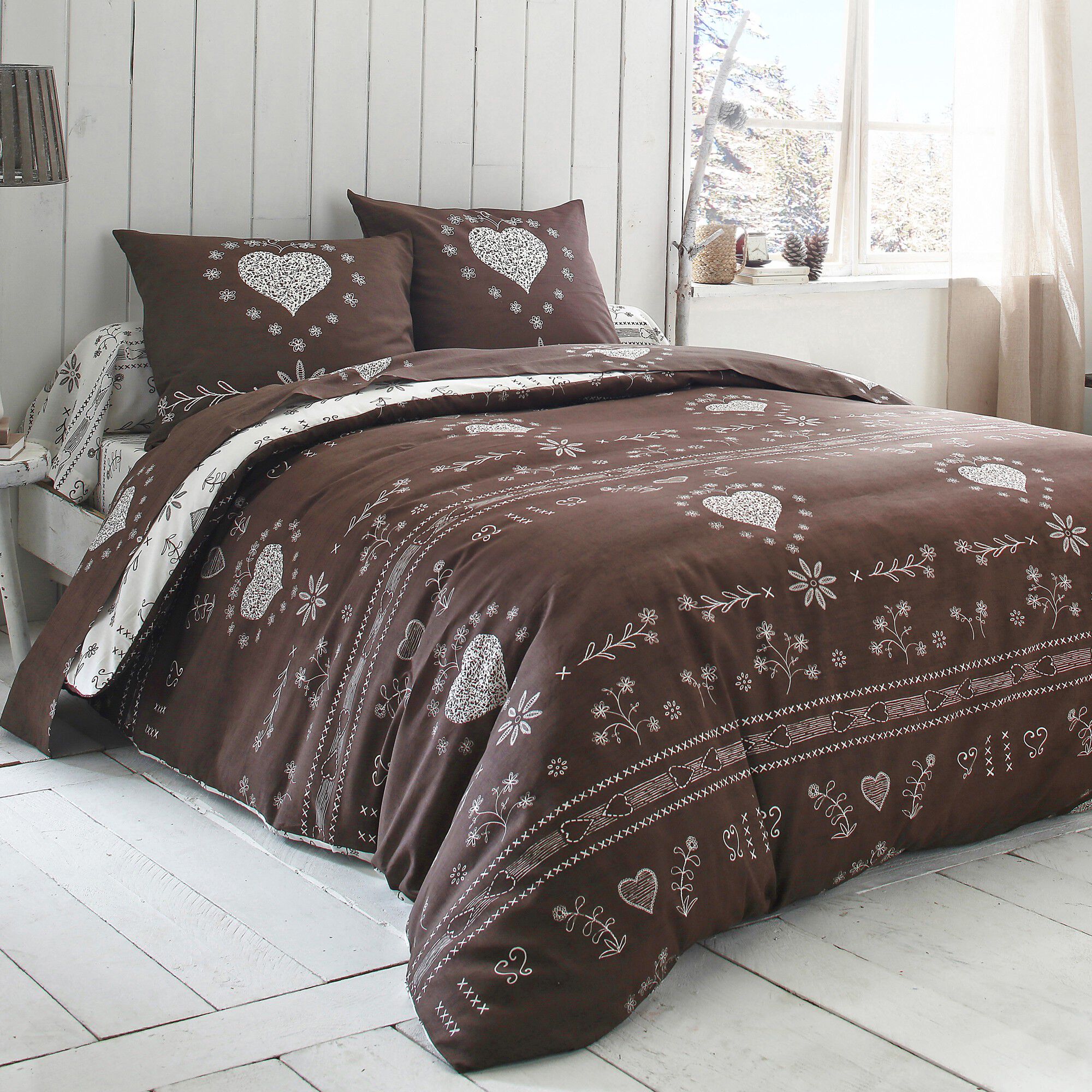 Linge de lit Anceny imprimé coeur