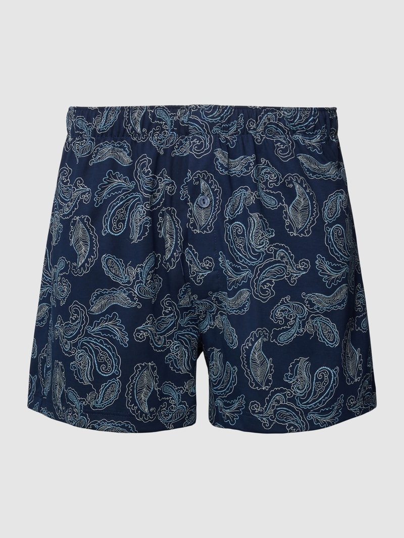 Boxershorts mit Allover-Muster Modell 'Fancy Jersey Boxer' in dunkelblau