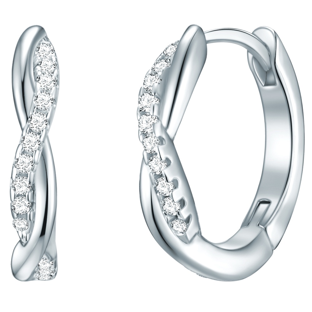Rafaela Donata Créoles en argent Argent sterling Oxyde de zirconium (CZ) en Argent Boucles d'oreilles