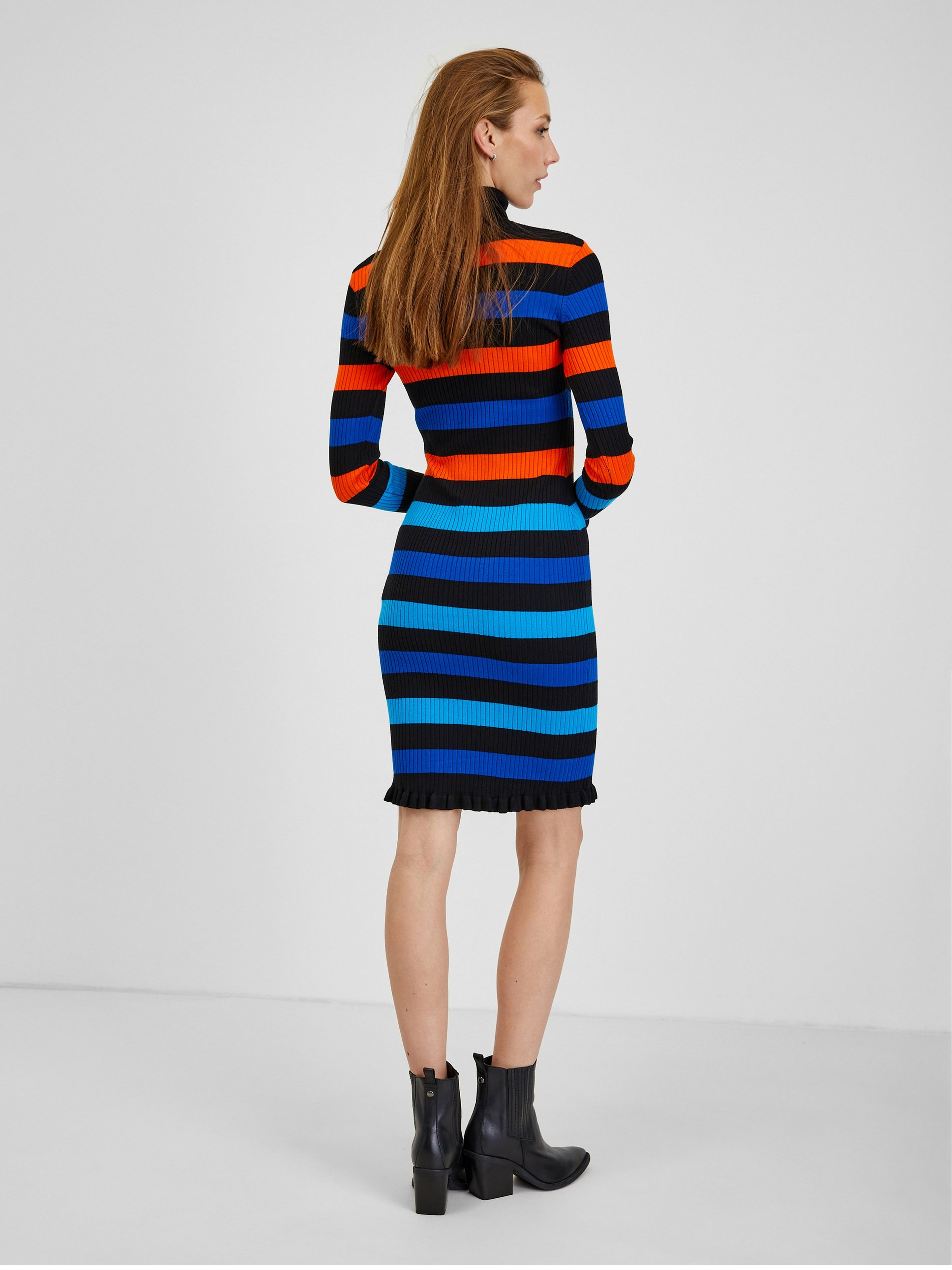 Orange und blau gestreiftes Damenkleid ORSAY