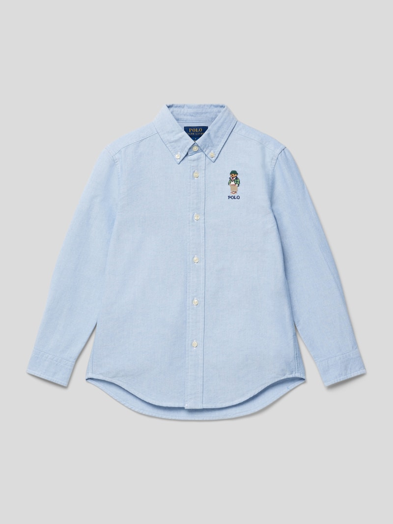 Regular Fit Freizeithemd mit Motiv-Stitching in bleu