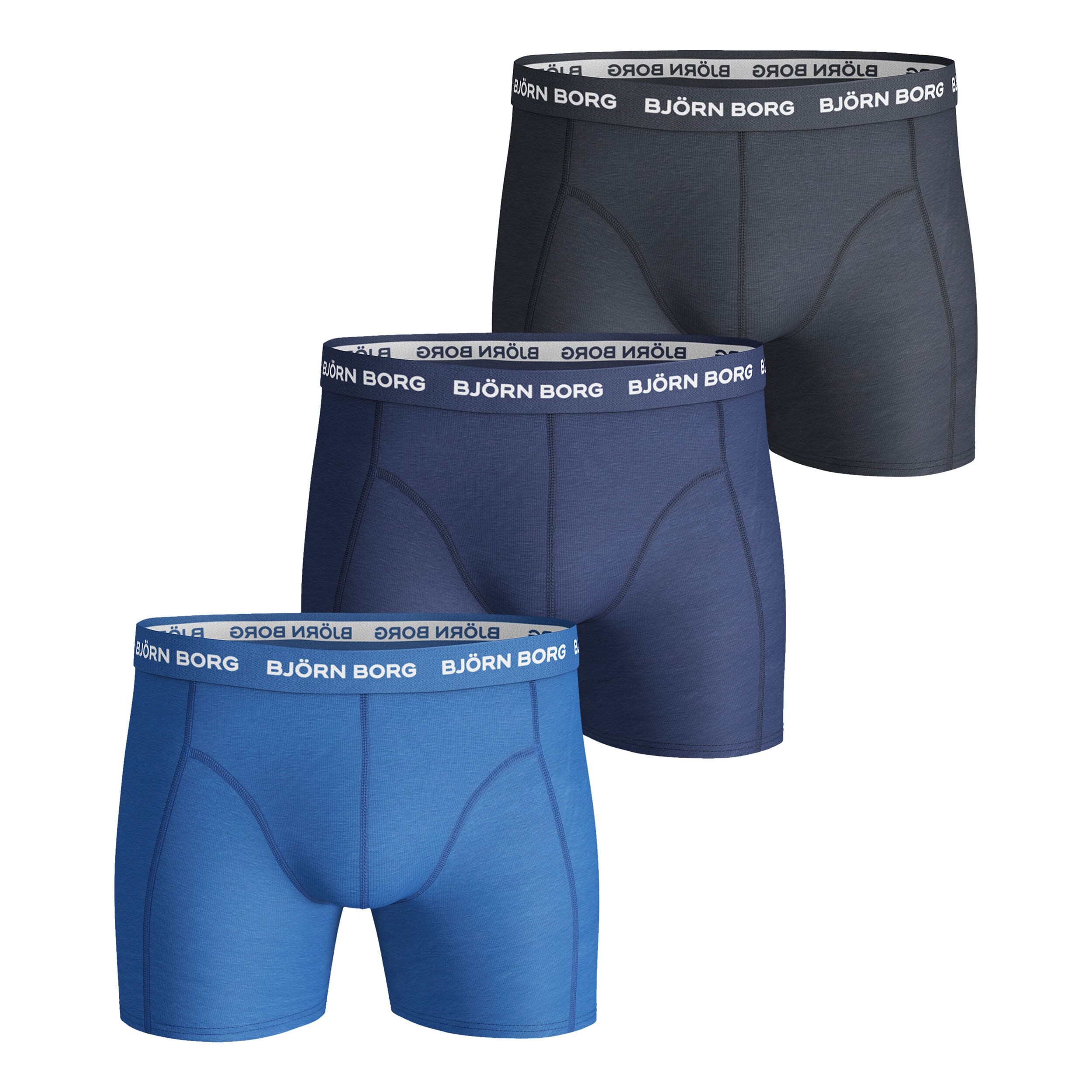Noos Solids Boxer Short 3er Pack Herren - Blau, Dunkelblau