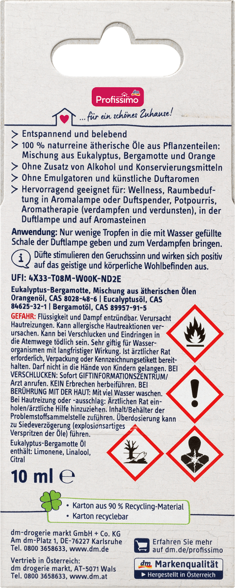 naturreines ätherisches Öl Eukalyptus & Bergamotte, 10 ml