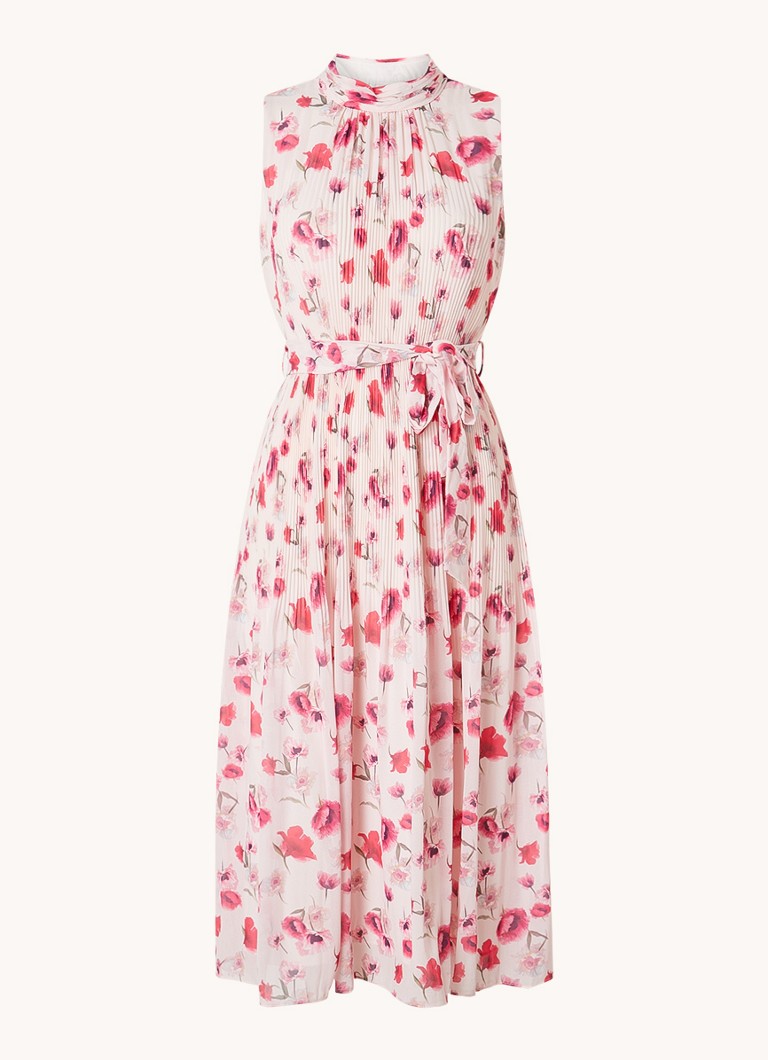 Vestido midi Phase Eight Petite Tillie con estampado floral y cinturón de lazo.