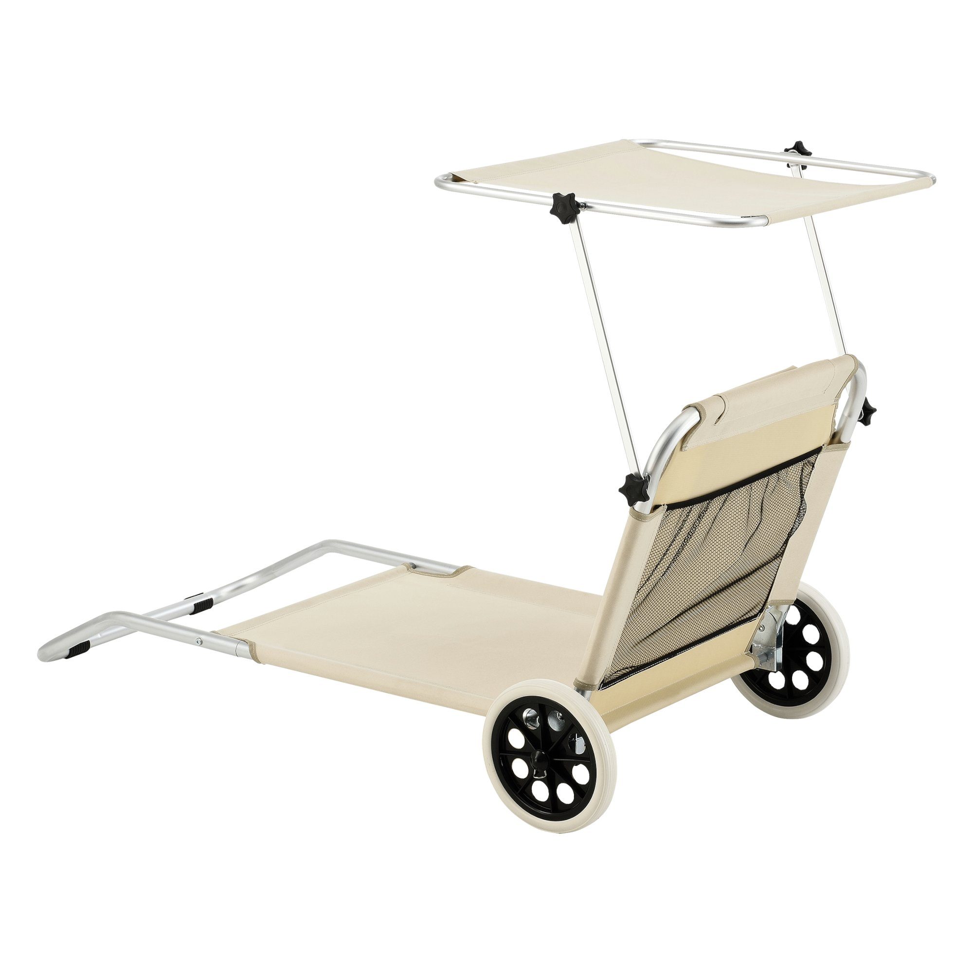 en.casa Gartenliege, Lazkano Sonnenliege mit Rollen Aluminium 150x62cm Beige