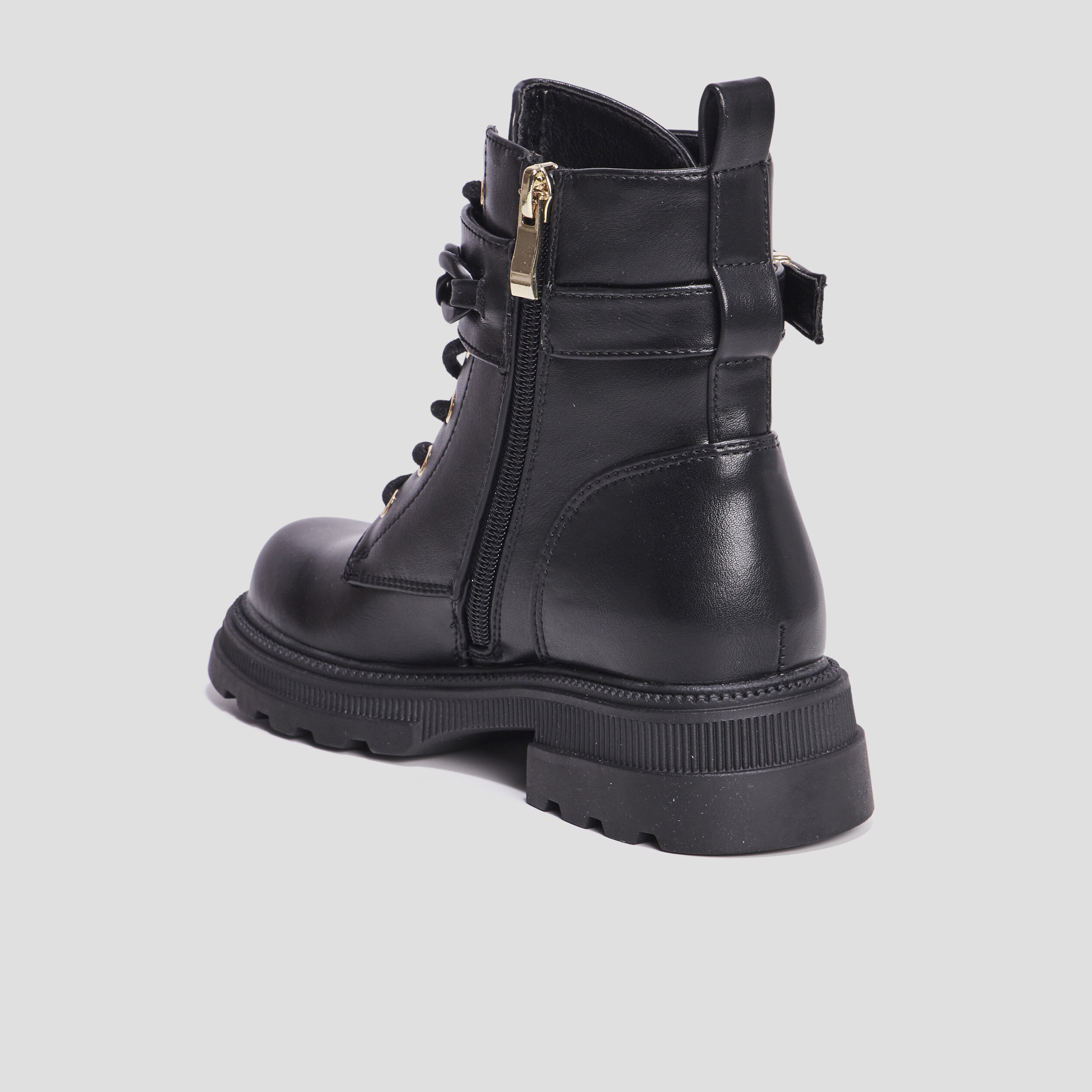 Bottines ranger avec chaînes et boucles noir fille | La Halle