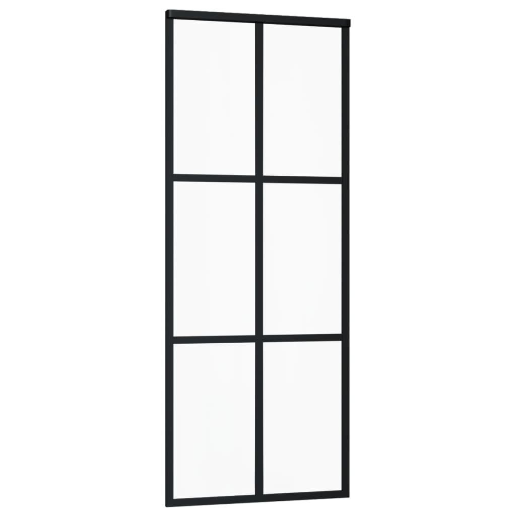 vidaXL Zimmertür Schiebetür mit Beschlag ESG-Glas Aluminium 76x205 cm