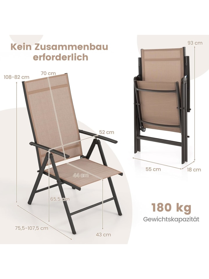 COSTWAY Gartenstuhl Hochlehner in Braun günstig kaufen onesize