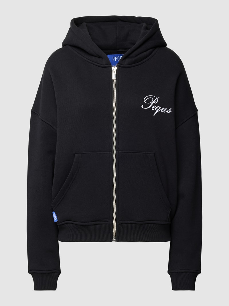 Cropped Sweatjacke mit rückseitigem Label-Stitching in black