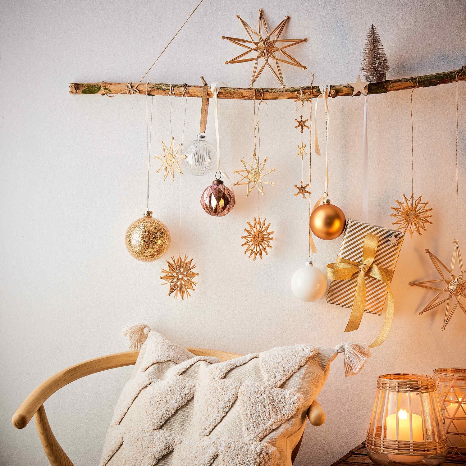X-MAS Anhänger Strohsterne 6er-Set