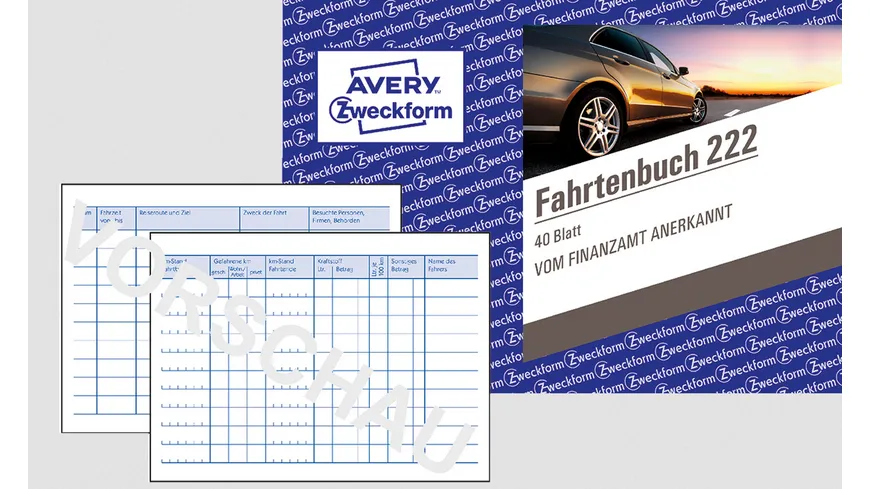 AVERY Zweckform Formular Fahrtenbuch 222, über 2 Seiten, DIN A6