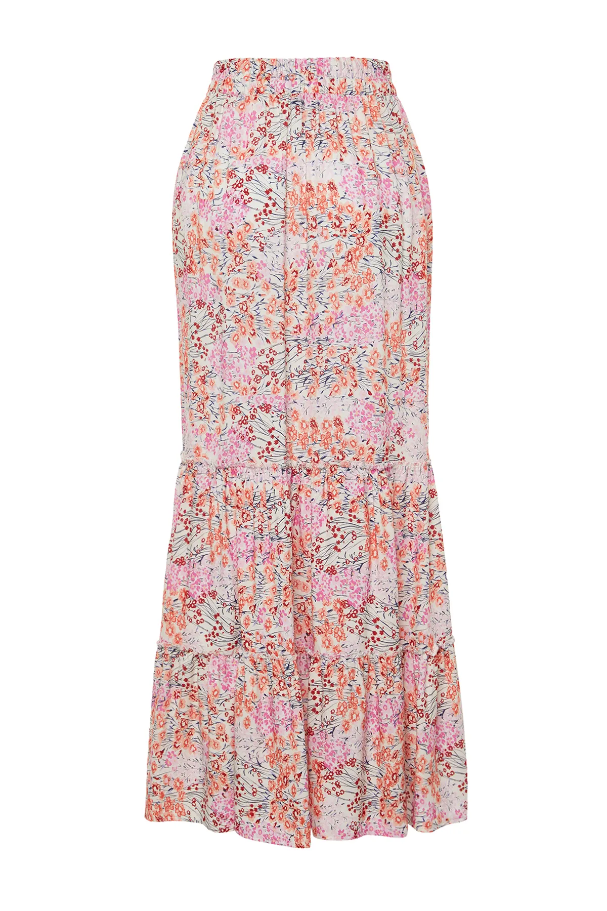 Trendyol Modest  Mehrfarbiger gewebter Rock mit Blumenmuster TCTSS22EE00000