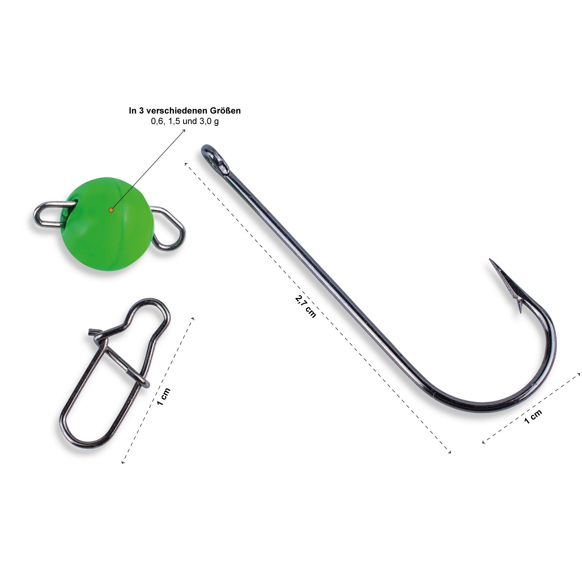 Zite Forellenhaken Cheburashka Montagen neon - UL Tungsten Rigs 0,6-3g - Kugelgewichte