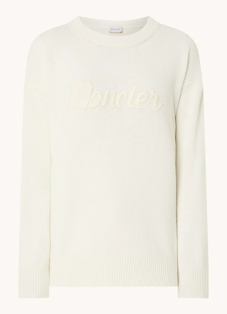 Moncler Fine-knit cashmere blend pullover with logo embroidery