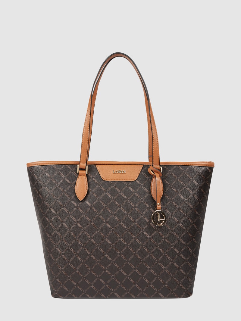 Shopper mit Logo-Muster in mittelbraun