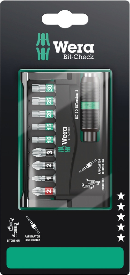 Wera 05073418001 Bit-Check 10 BiTorsion 3 SB, 10-delig