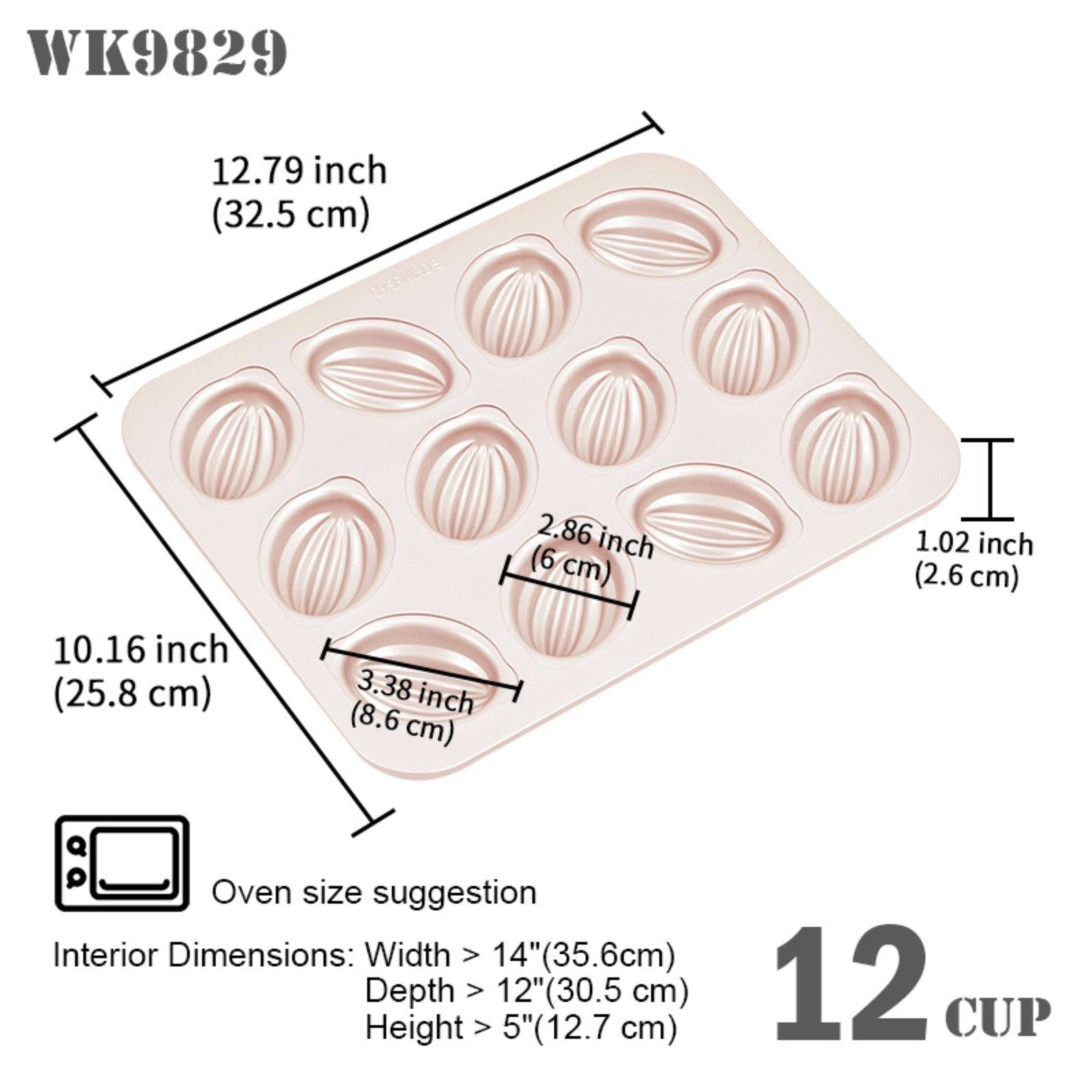 Chefmade Muffinform Minikuchen Form antihaft & silikon beschichtet,champagnergold, (CHEFMADE, 12er Motivbackform Rugby, 326x258x32mm, champagner gold, antihaft & silikon beschichtet, Muffinform, Cupcakeblech, Minikuchenform, Backblech, Cup-Cakes, Kar