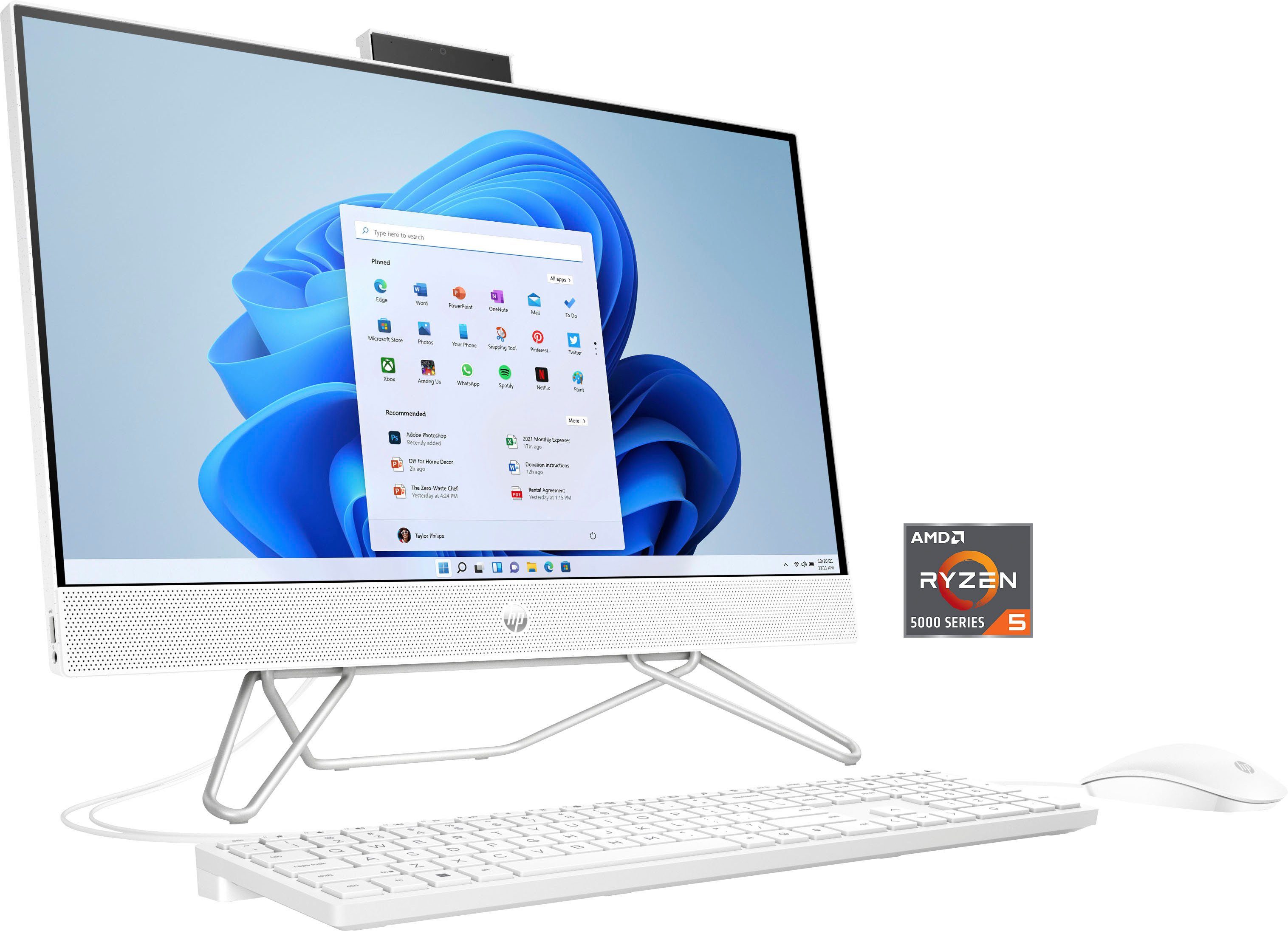 HP 24-cb0209ng All-in-One PC (23,8 Zoll, AMD Ryzen 5 5500U, Radeon™ Graphics, 16 GB RAM, 512 GB SSD)