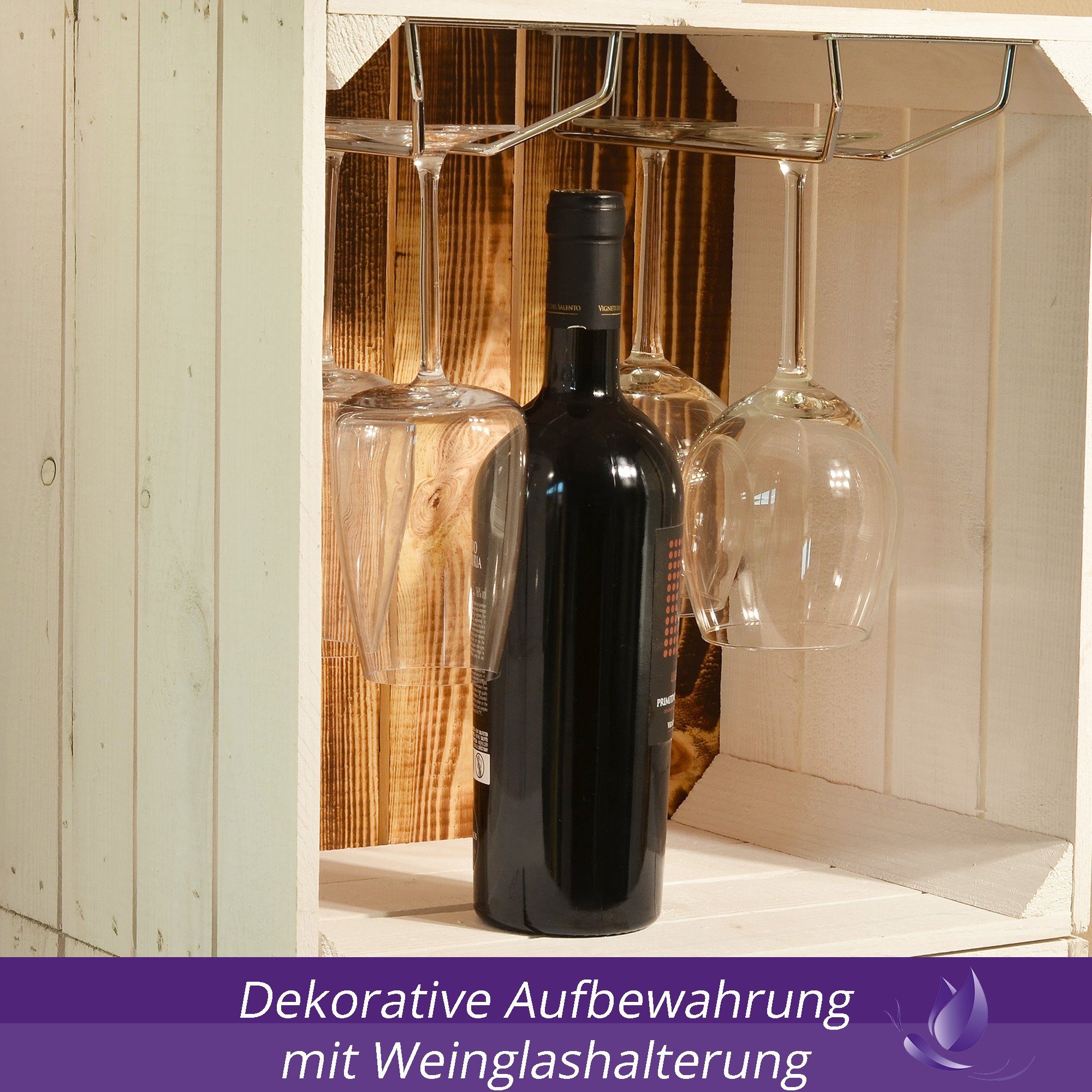 CHICCIE Weinregal Weinregal Wino Set aus Holz - Greta Geflammt Komboset Wandregal Flasch, 3-tlg.