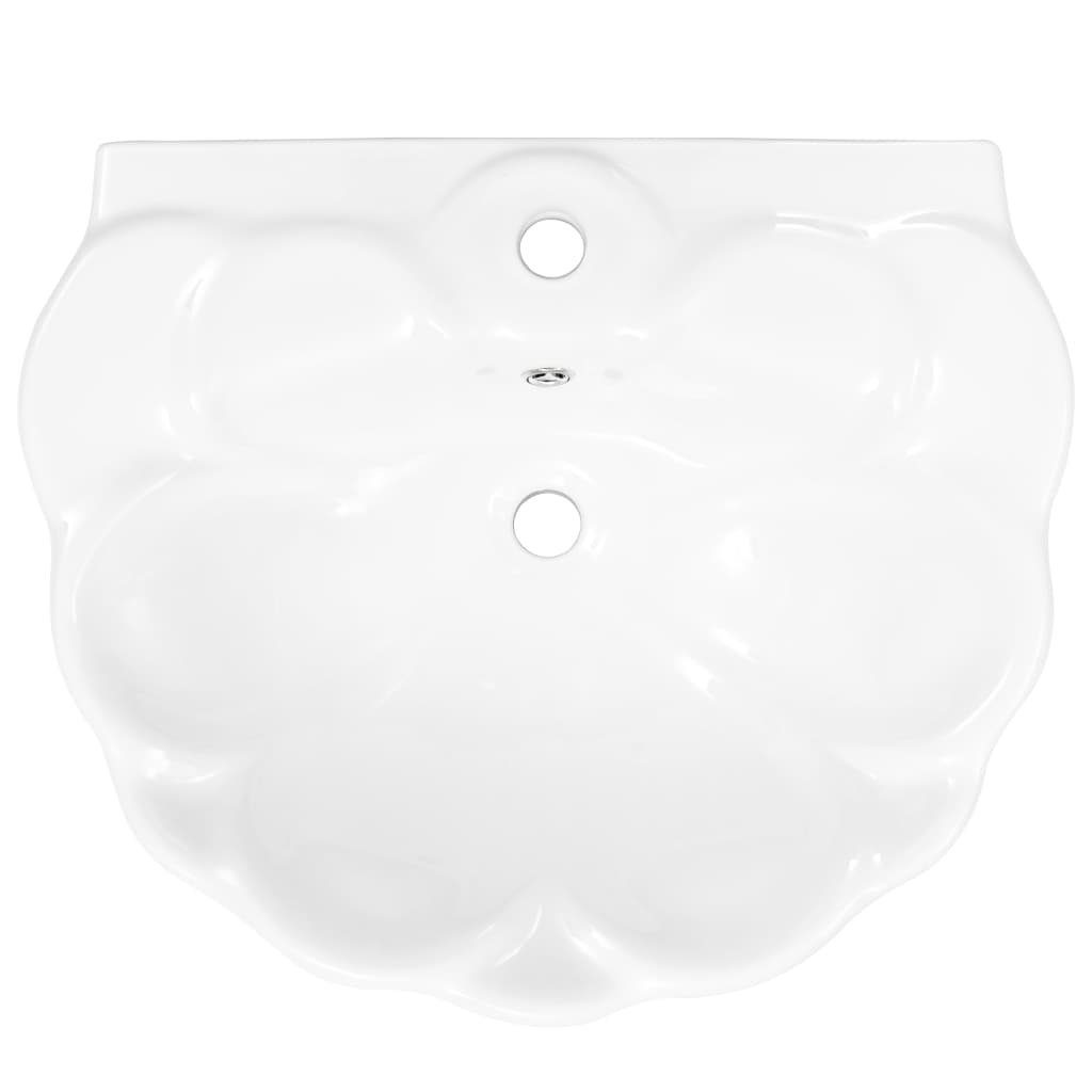 vidaXL Waschbecken Freistehendes Waschbecken mit Säule Keramik Weiß 580x510x200 mm