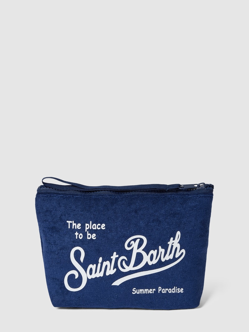 Kulturtasche mit Allover-Muster Modell 'ALINE SPONGE' in marineblau