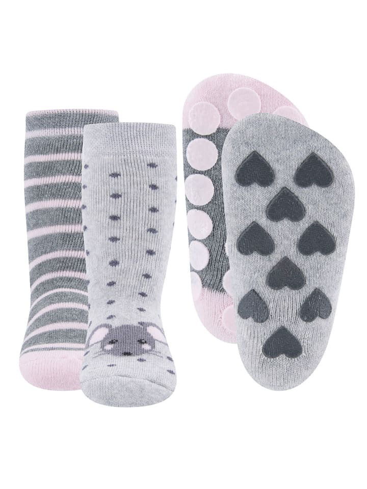 ewers 2er-Set Stoppersocken 2er Pack Maus/Ringel in hellsilber mel./hellrosa günstig kaufen