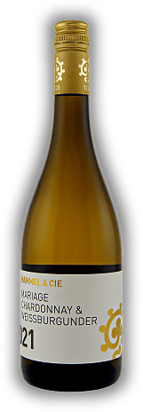 Hammel & Cie, Mariage Chardonnay & Weissburgunder, Qualitätswein, trocken, 2021, Pfalz  Hammel & Cie, Mariage Chardonnay & Weissburgunder, Qualitätswein, trocken, 2021, Pfalz   Jahrgang 2021 - 0,75	 Liter - Vol 12,5%