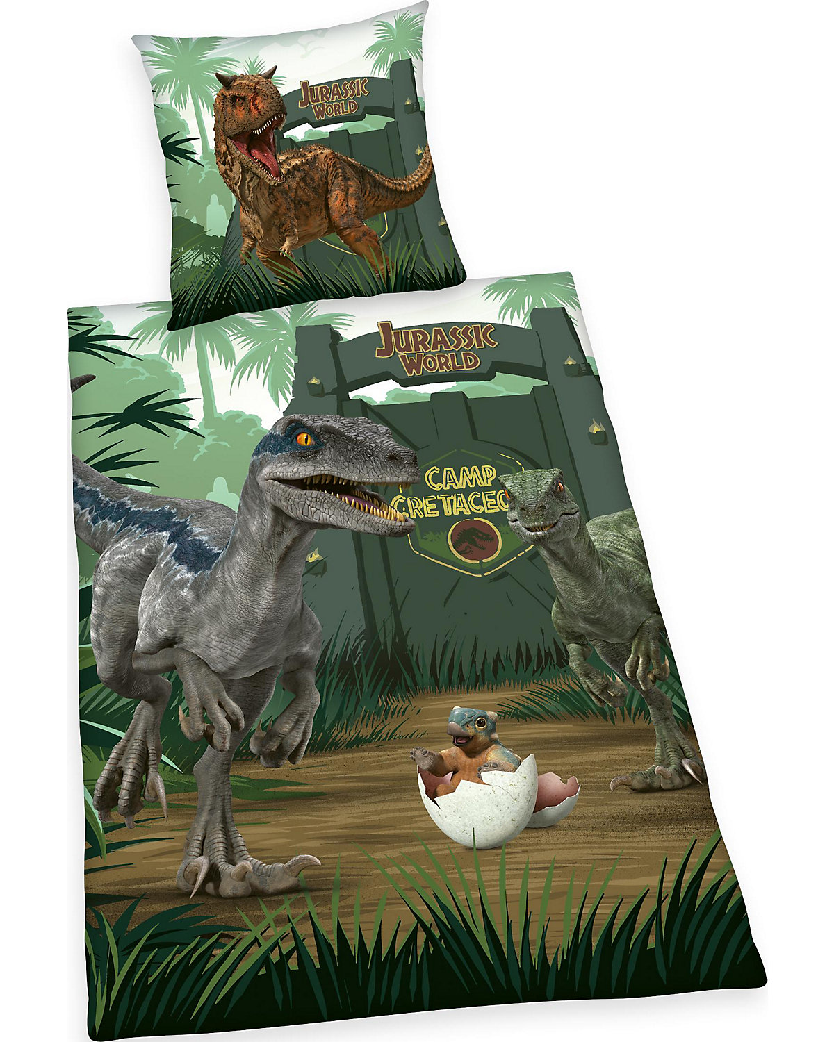 Kinderbettwäsche Jurassic World Camp Cretaceous, Renforcé, 135 x 200 + 80 x 80 cm