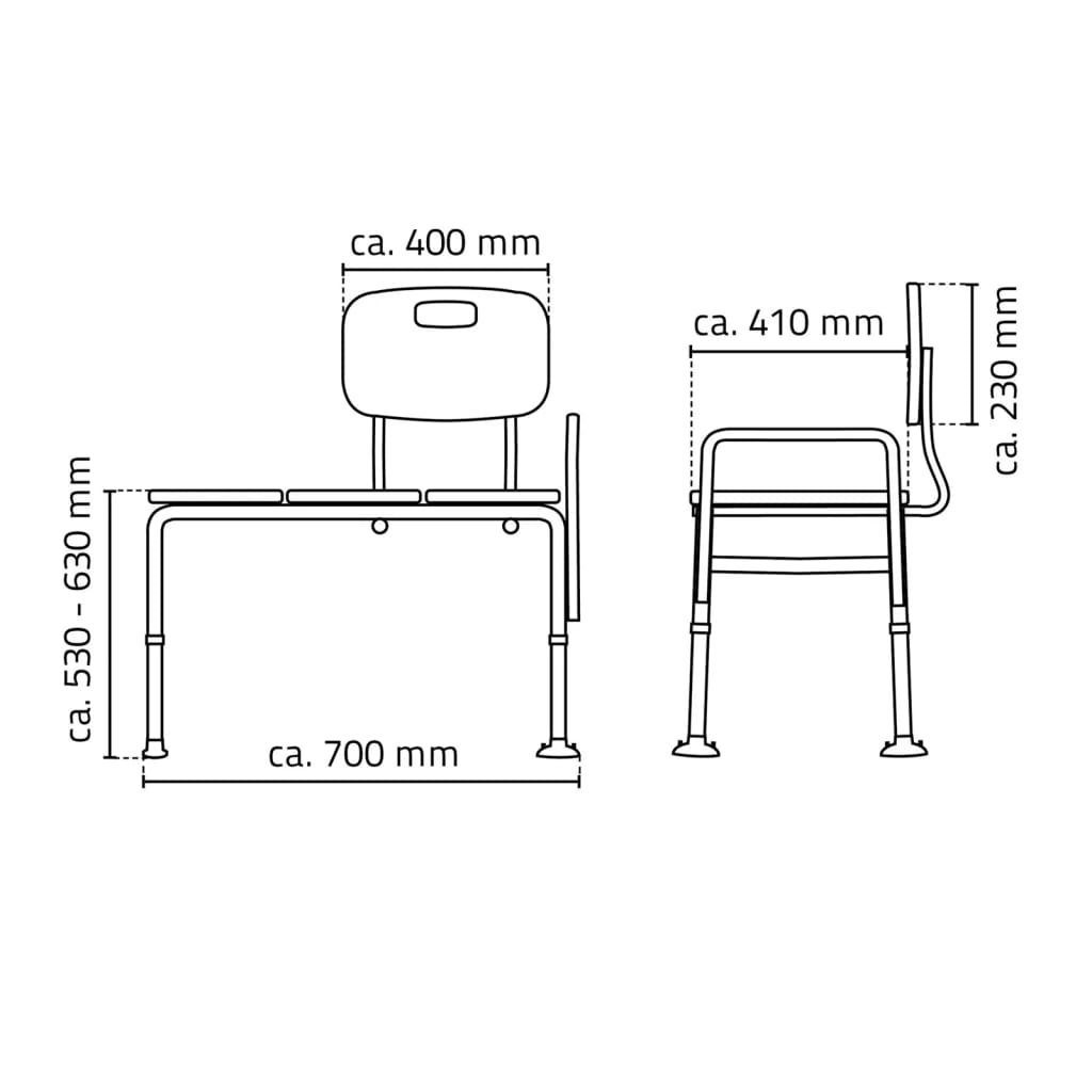 Ridder Duschhocker Badewannen-Transferbank Weiß 150 kg A0120101