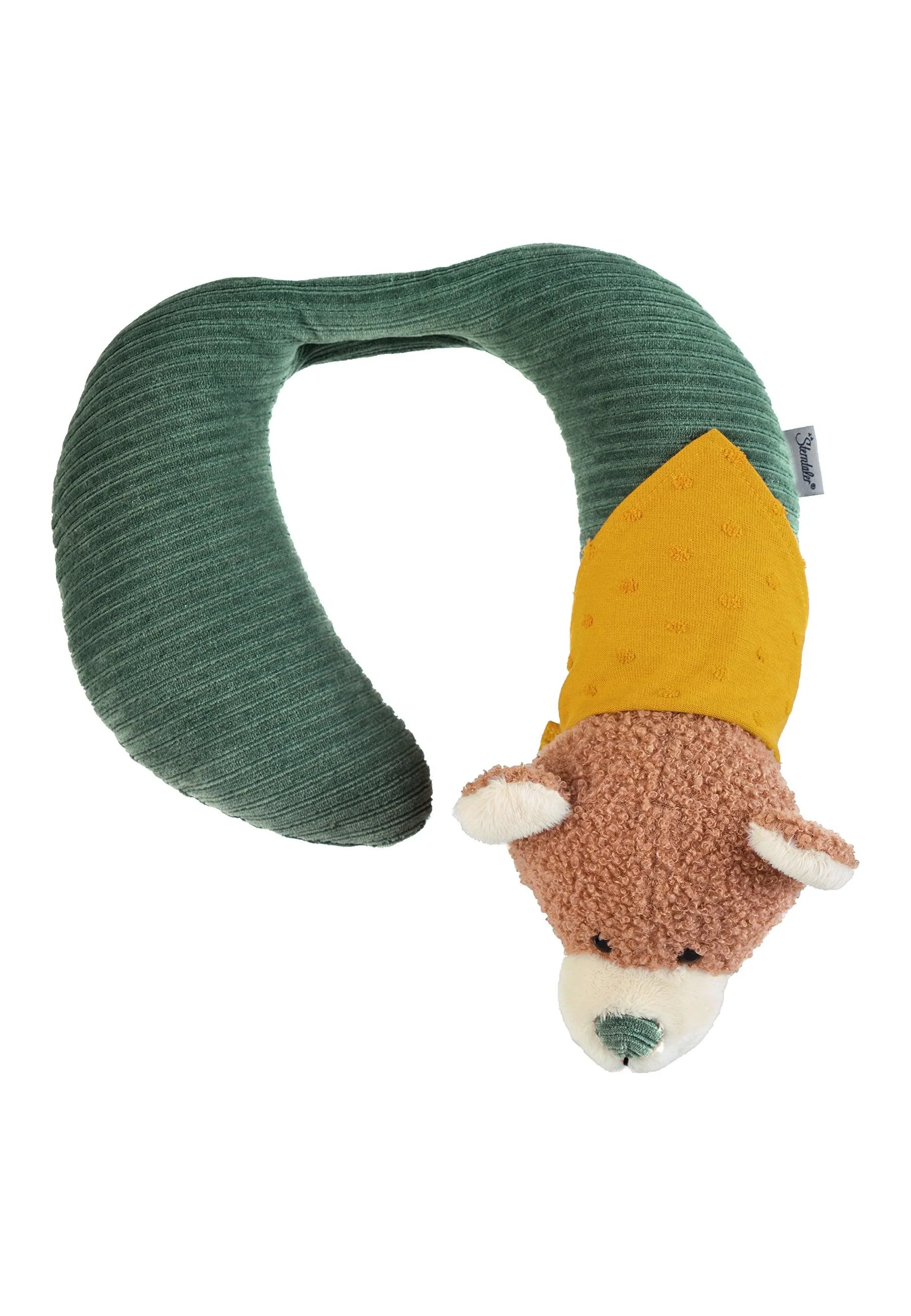 Nackenstütze Bär Ben dunkelgrün, 28 cm mit Rassel