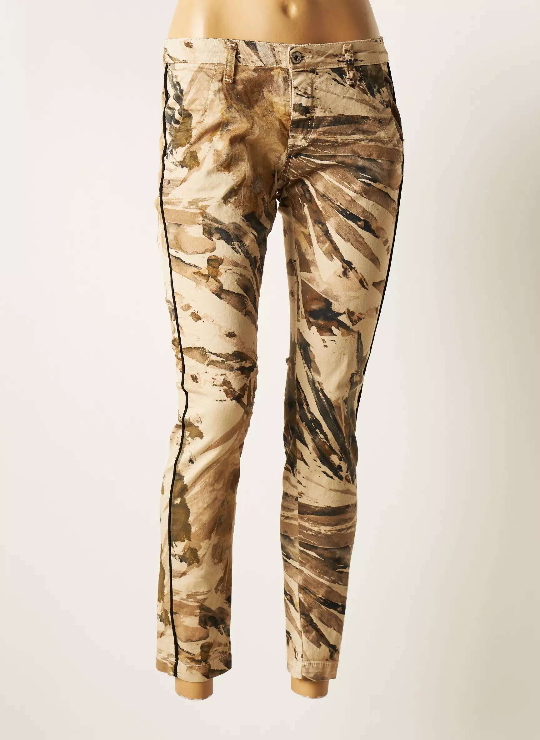 Please Pantalons Slim Femme couleur beige